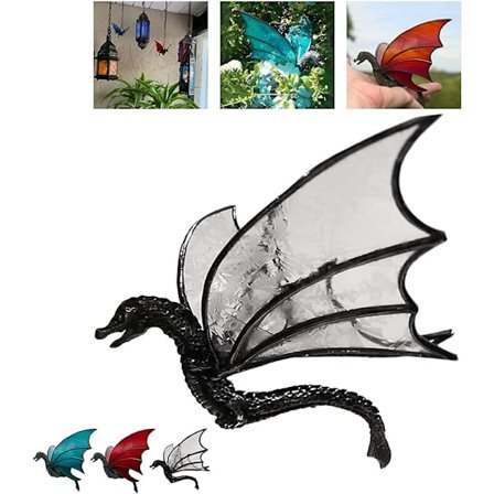 Dragesolfangere til at hænge, 2023 Ny Flyvende Dragesolfangere i Farvet Glas, Håndlavet Harpiks Solfanger Vedhæng til Vindue, Lysfanger