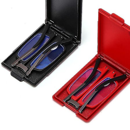 2 st ultralätta och tunna hopfällbara läsglasögon hopfällbara läsglasögon för män kvinnor kompakt bärbar-röd svart