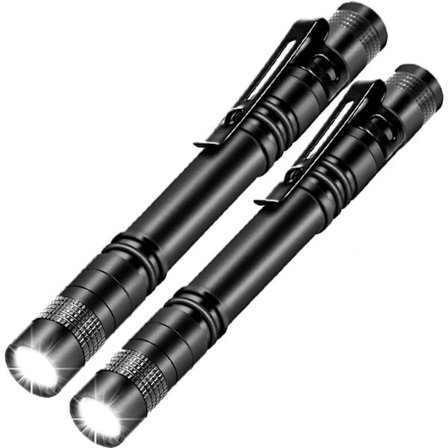 2-pakning LED-pennlys, lommelykter taktisk pennlys med pennklips, aluminium små AAA mini lommelykter, lommelykt for inspeksjonsarbeid reparasjon