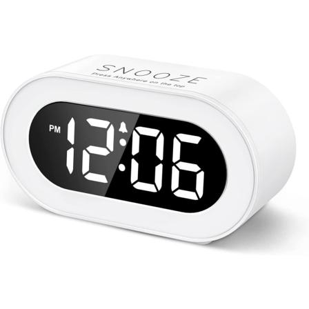 Lille LED digitalt vækkeur med snooze-funktion, nem betjening, dæmpning i fuld rækkevidde, justerbar alarmlydstyrke, kompakt