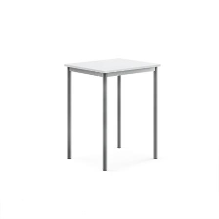 Tisch SONITUS, 700x600x900 mm, Hochdrucklaminat weiß, alugrau