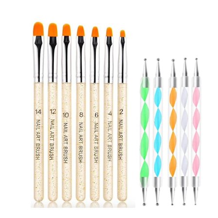 Nagelverktyg - 7 Penslar & 5 Dotting Tools för Perfekt