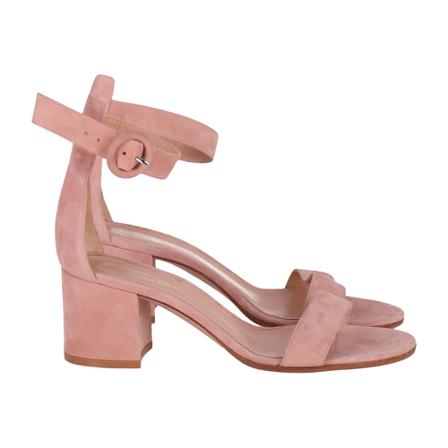 Gianvito Rossi Pre-owned, Gianvito Rossi Versilia 60 Low Block Heel Sandals in Pink Suede Roze, Dames, Maat:37 EU
