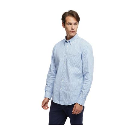 Brooks Brothers Regent Regular-fit Sport Shirt, Seersucker Stretch, Button-Down Collar Blå, Herre Skjorter