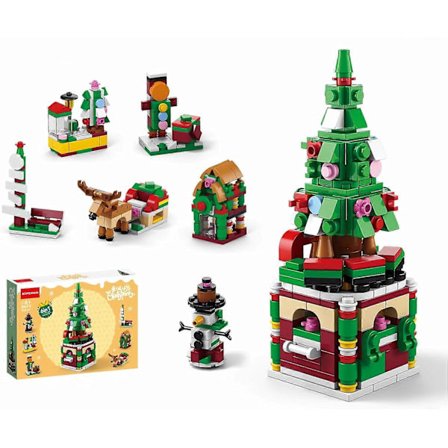Nytt juletre (6 i 1) Byggelekesett, julepynt, DIY julebyggeklosser for barn, for barn (juletre) [D]