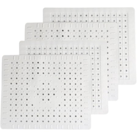 Diskho Matta, 31x26 cm Diskho Matta, Gummi, 4-pack Multifunktionell Diskho Matta, Mjuk Gummi Bordsisolering, Köks Skyddsmatta, Snabb att Dränera, Vit
