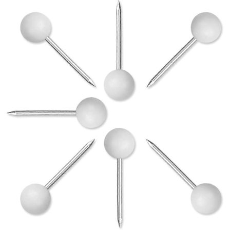 Knappenåler Kartnåler 1/8-tommers Assorterte Farger Perlehode Kartmerking Knappenåler, 500 stk. (Hvit)[D]