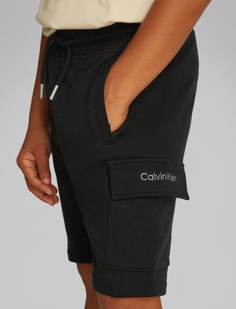 Calvin Klein Peached Terry Cargo Short - Black - 116