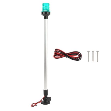 22-tommers LED nedfældbar båd agterlanterne 360 graders allround navigationsankerlanterne med aluminiumslegeringsbase til yachtfartøj grøn