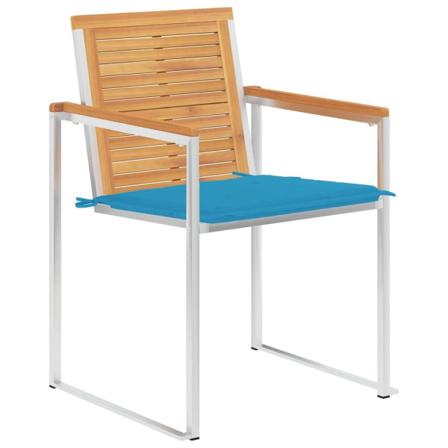 Vidaxl Trädgårdsstolar 6 St Med Dynor Massiv Teak Blå