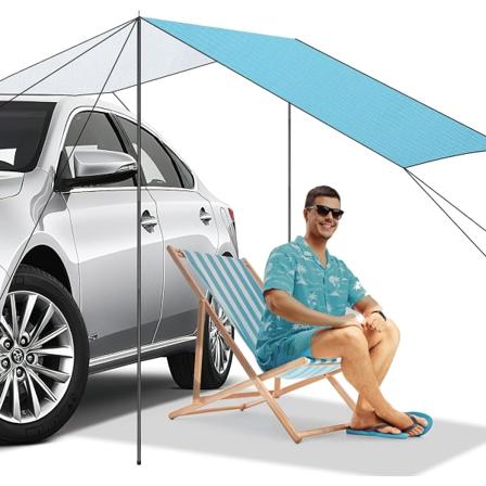 Bilmarkise, vanntett bilmarkise, campingtelt, presenning, bilsidemarkise, teltstropper for SUV Minivan 79x118 tommer (blå)