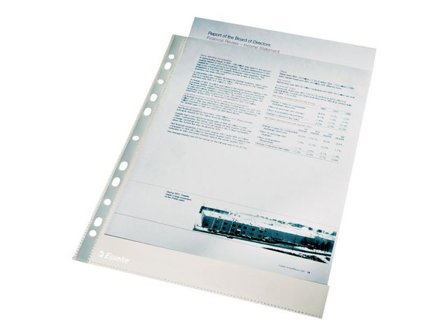 ESSELTE Plastficka, A4, stansad, 105 mikrometer, polypropylen, jämn, 11 hål, genomskinlig 100/fp - Lyreco - Kontorsmaterial - Mappar och plastfickor -