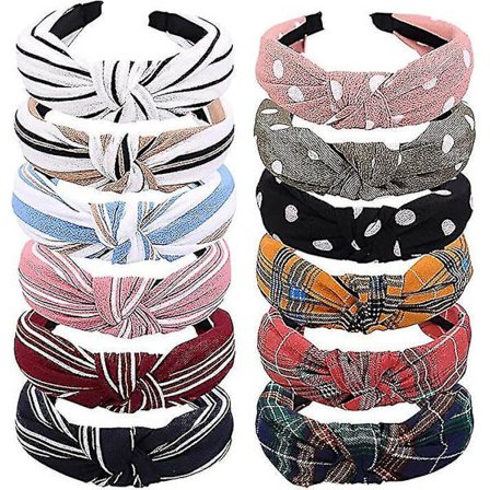 12 stk Vintage Knute Blomstertrykte Hodebånd Hårbånd