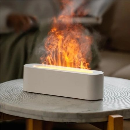 Bedste kvalitet æterisk olie aroma diffuser flamme luft fugter ultralyd kølig tåge diffuser med RGB realistisk ild natlys