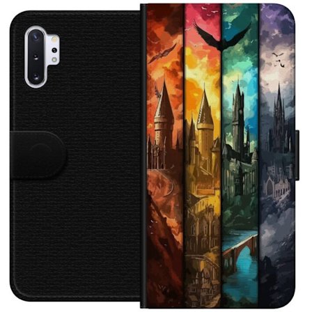 Kompatibel Tegnebogsetui til Samsung Samsung Galaxy Note10+ Fire magiske slotte i forskellige elementfarver, episk fantasykunst med ild vand luft og m