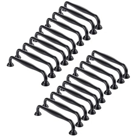 20 Svarte Skaphåndtak, 96mm Hullavstand for Kjøkken & Skuffer