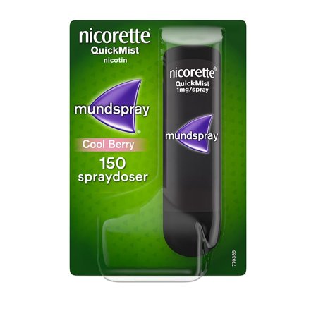 Nicorette QuickMist Cool Berry 1 mg/spray, mundhulespray, opløsning 1 stk., Medicin & Pleje, Rygestop, Nikotinspray