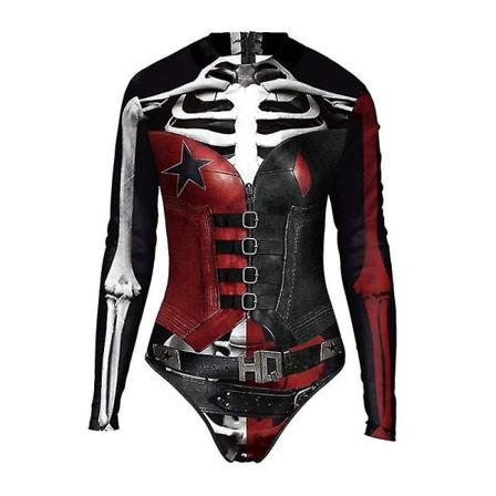 Dam Harley Quinn Cosplay Skull Print Lady One Piece Baddräkt S-M S-M
