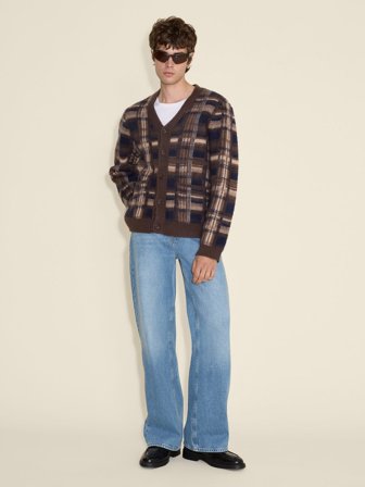 Holzweiler Covert Check Cardigan - Brown Check - Men's - L