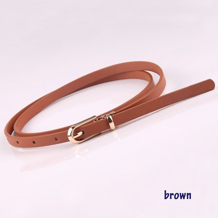 Tunt smal midjeband Justerbart bälte Klänningsrem BRUN - spot sales