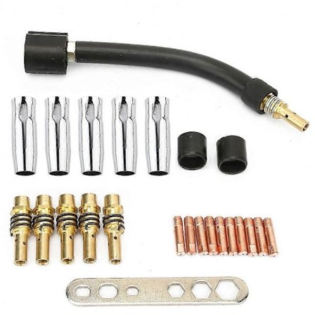 24 stk. svejsebrænderdele kontakttip gasdyse tipholder svanenhals til Binzel 15AK