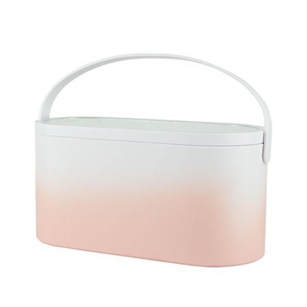 Sminkorganisatörlåda med spegel och LED-belysning, bärbar för resor