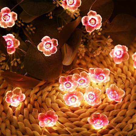 10 meter 30 LED rosa körsbärsblomma ljusslinga USB och batteridriven dekorationsbelysning för flickors sovrum inomhus utomhus bröllop
