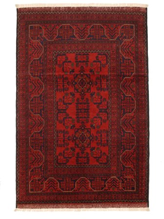 Anudada A Mano Afghan Khal Mohammadi Alfombra 101X147 De Lana Negro/Rojo Oscuro Pequeño