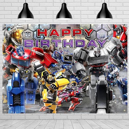 Transformers Bakgrund 150 cm x 90 cm - Partydekorationer, Födelsedagsbanderoll, Tillbehör, Kompatibel med Transformers-teman