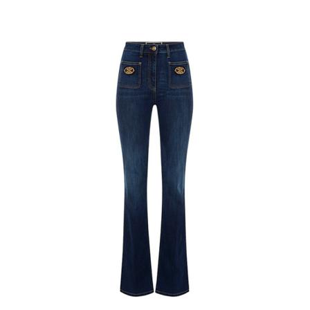 Elisabetta Franchi, Flared Jeans Blauw, Dames, Maat:W30