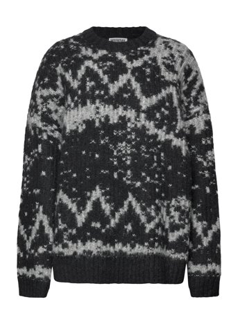 Weekday Oversized Fair Isle Knit Sweater - Black - M/L