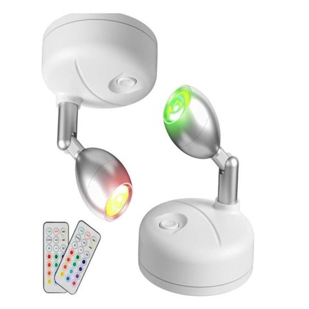 Trådløs LED-spotlight Indbygget Batteri Farveskiftende Kunstbelysning RGB Lysdæmper Hockeylampe Displaylampe Væglampe Hvid