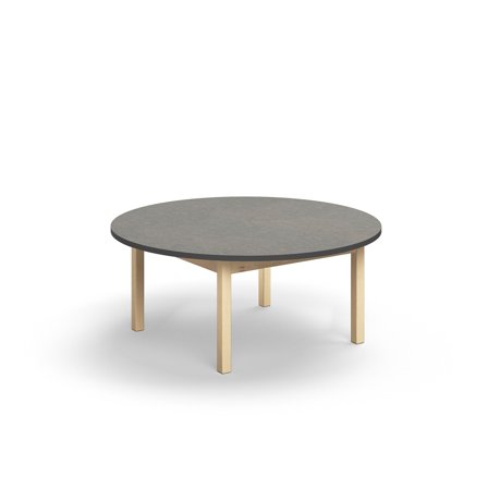 Tisch DECIBEL, Ø1200x530 mm, schalldämmendes Linoleum, dunkelgrau