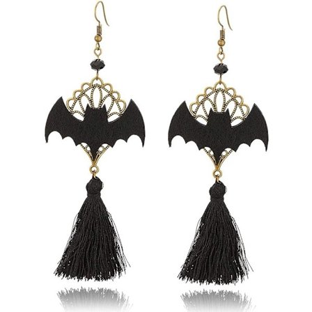 Punk Gothic Lolita Vintage Smykker Halloween Fest Svart Flaggermus Frynser