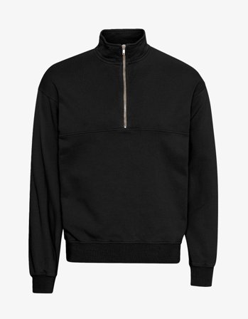 Organic Quarter Zip - Deep Black - L
