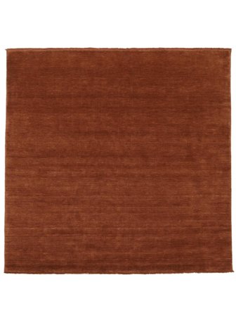 Wool Rug Plain (Single Colored) Handloom Fringes Rust Red Square Large