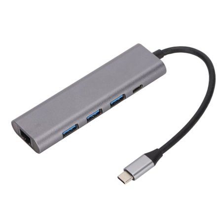 5-i-1 Dockningsstation Typ C till USB3.0 RJ45 PD Snabböverföring Värmeavledning Expansionsdocka