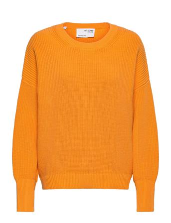 Slffibi Ls Knit O-Neck M Orange Selected Femme