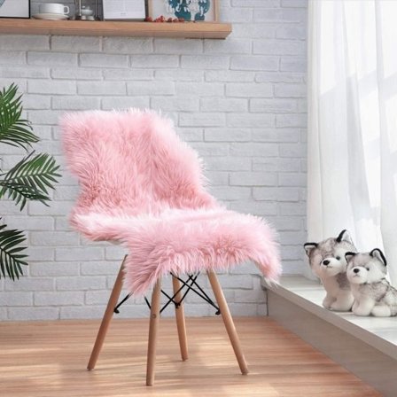 Faux Lammfell och Fårskinnsmatta | Mjuk Matta för Sovrum, Vardagsrum, Barnkammare | Dekorativ Soffa Överkast Stol | Rosa - 60 cm Rund