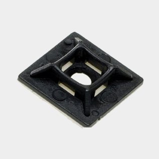 Cable tie mount, self-adhesive, 28 x 28 mm, for ties up to 4.8 mm, 100-pack, black