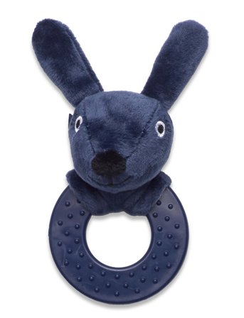 Smallstuff Rattle Rubber Ring, Rabbit, Navy - Blue - 14X 7X 5CM