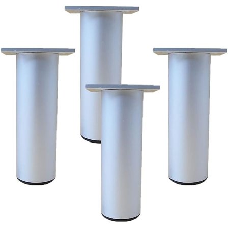 Sæt med 4 Aluminium Køkken Møbelben - Justerbare - Runde - Støtteben til Møbler Sofa - Bæreevne 100 kg - 12cm - Hvid