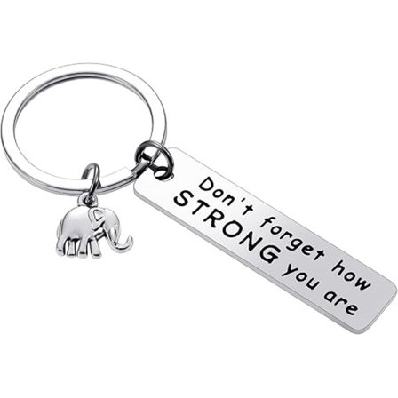 Elefant Inspirerende Nøglering, Glem Ikke Hvor Stærk Du Er Nøglering, Bedste Venner Gave, Elefantelsker, Dimissionsgave til Teenager