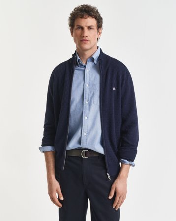 GANT Herren Strickjacke mit Mikrostruktur (XXXL) Marineblau