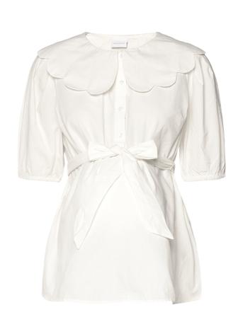 Mltora 2/4 Woven Scallop Top 2F White Mamalicious