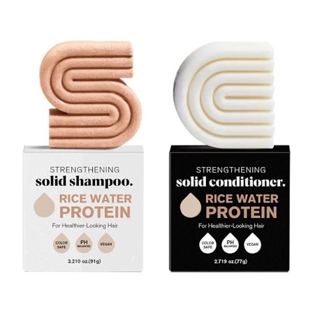 Styrkende shampoo og balsam sæbe (indeholder risvandsprotein) 2-pak