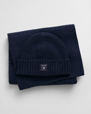 GANT - Gavesett med ulllue og skjerf for tenåringer evening blue