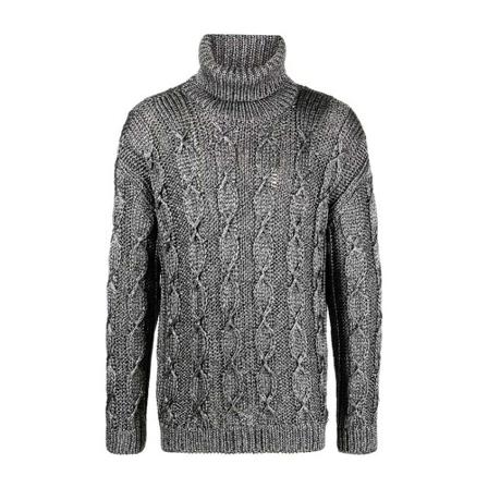 Saint Laurent, Round-neck Knitwear Grijs, Heren, Maat:L