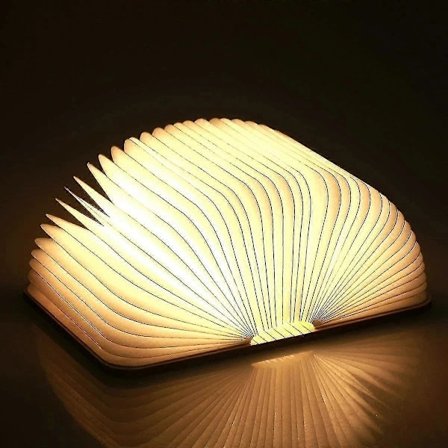 Wooden Book Lamp, Foldable Booklight Decoration, Warm White Light