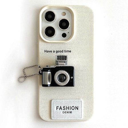 Skal för iPhone 16 Pro med Stereo Kameradekor PC+PU Skyddande Mobilskal - Beige